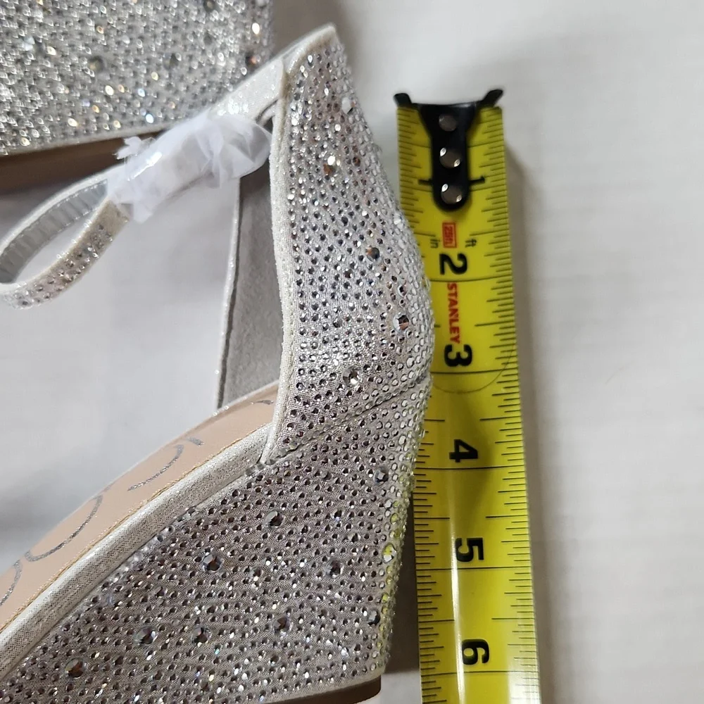 Wedge Gray Sparkle Sandals Buckle Closure - 7.5 NWT